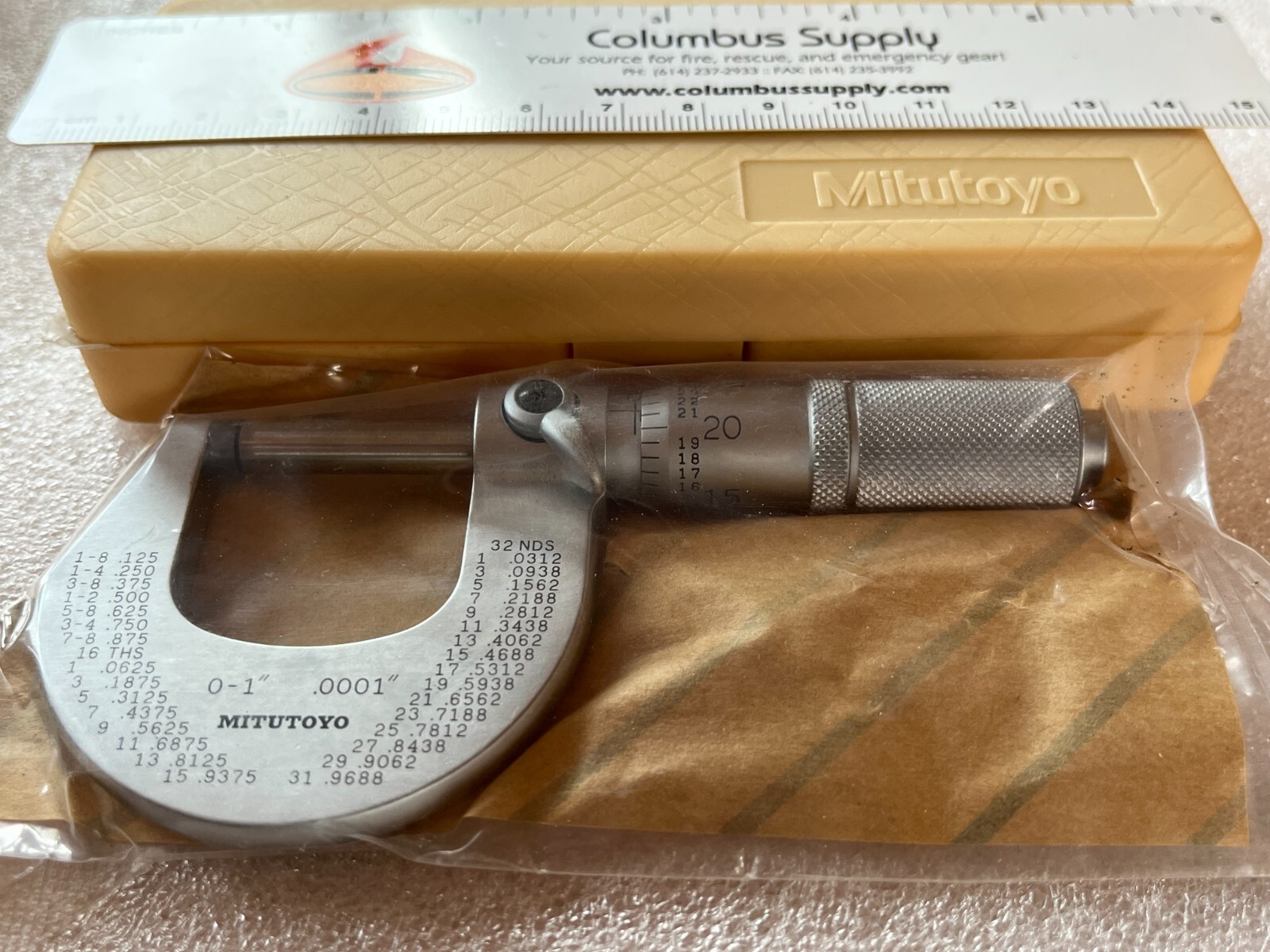 0"1" Mitutoyo 202104 C.T. MICROMETER, NEW, THIMBLE RATCHET, LOCK