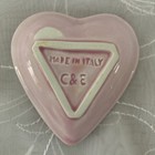 Vintage Ceramic Porcelain Heart Trinket Jewelry Soap Dish Pink Made In Italy C&E — photo 3