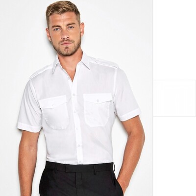 Kustom Kit Men's Tailored Fit Pilot Shirt Short Sleeve KK133 Herren Hemd NEU