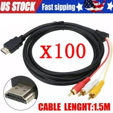 5FT HDMI Male To 3 RCA Video Audio AV Transmitter Adapter Cable HDTV 1080 Lot