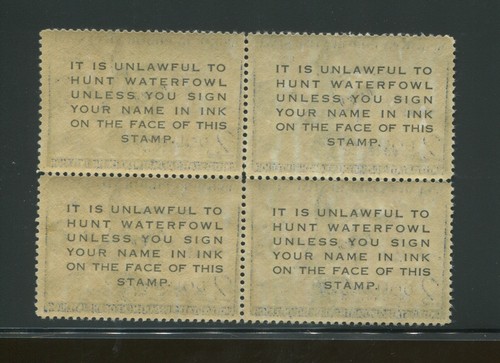1952 United States Federal Duck Stamp #RW19 Mint Never Hinged F/VF OG Block of 4 - Picture 2 of 2