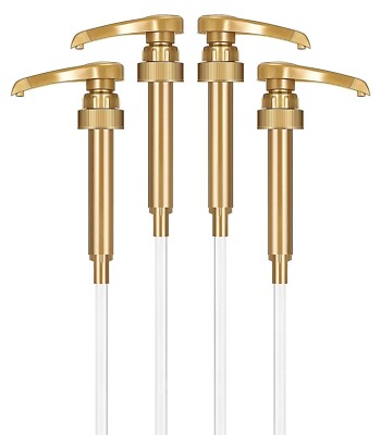 4-Pack Gold Little Squirt Syrup Pumps for Coffee Syrup Bottle, Fits 750ml 25.4oz