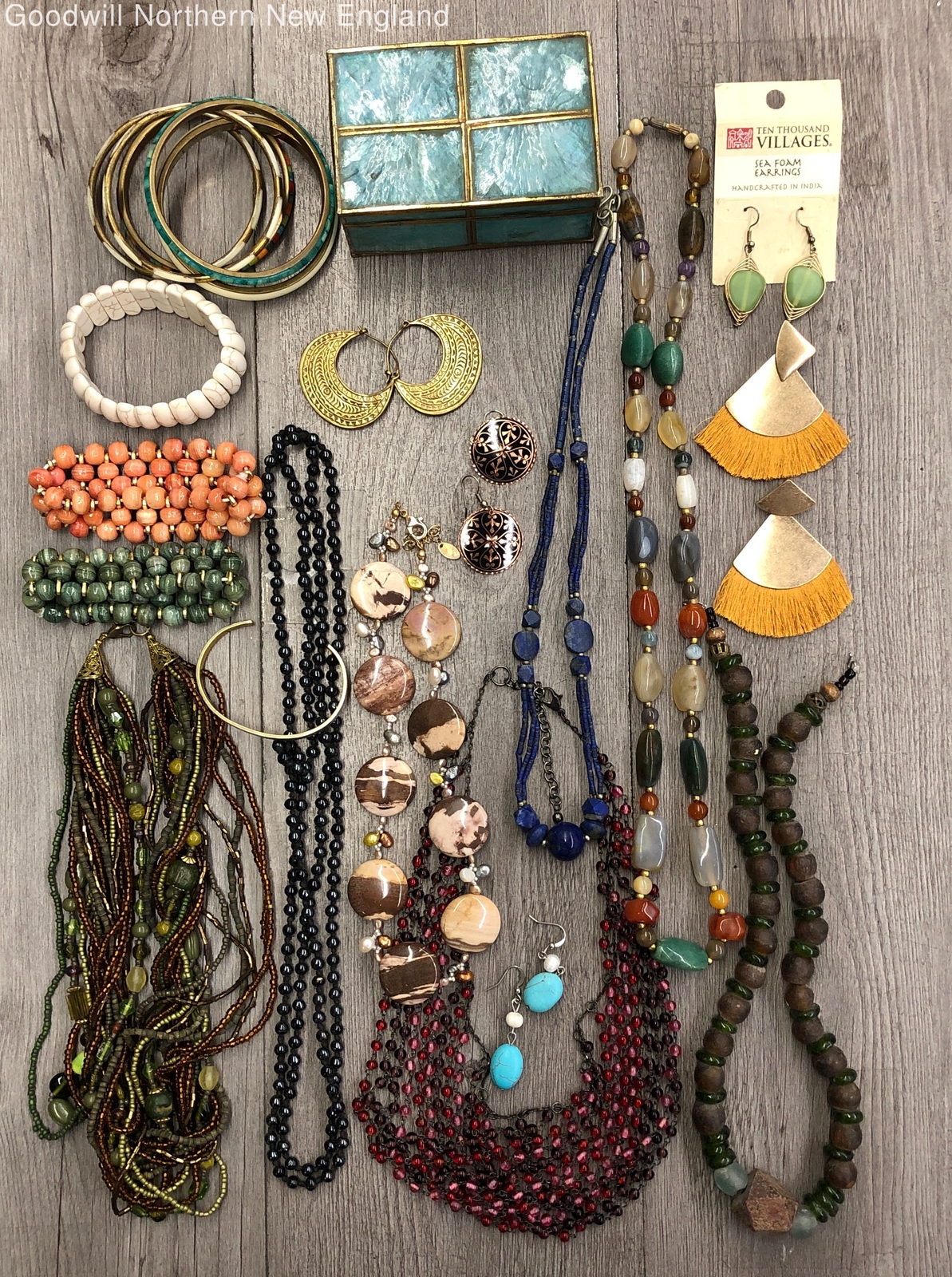 Boho Costume Jewelry Lot w. Ten Thousand Villages Earrings Necklaces