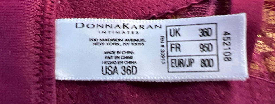 DONNA KARAN INTIMATES 勃艮第花边钢圈文胸 36D #452108 — 第 4/4 张图片