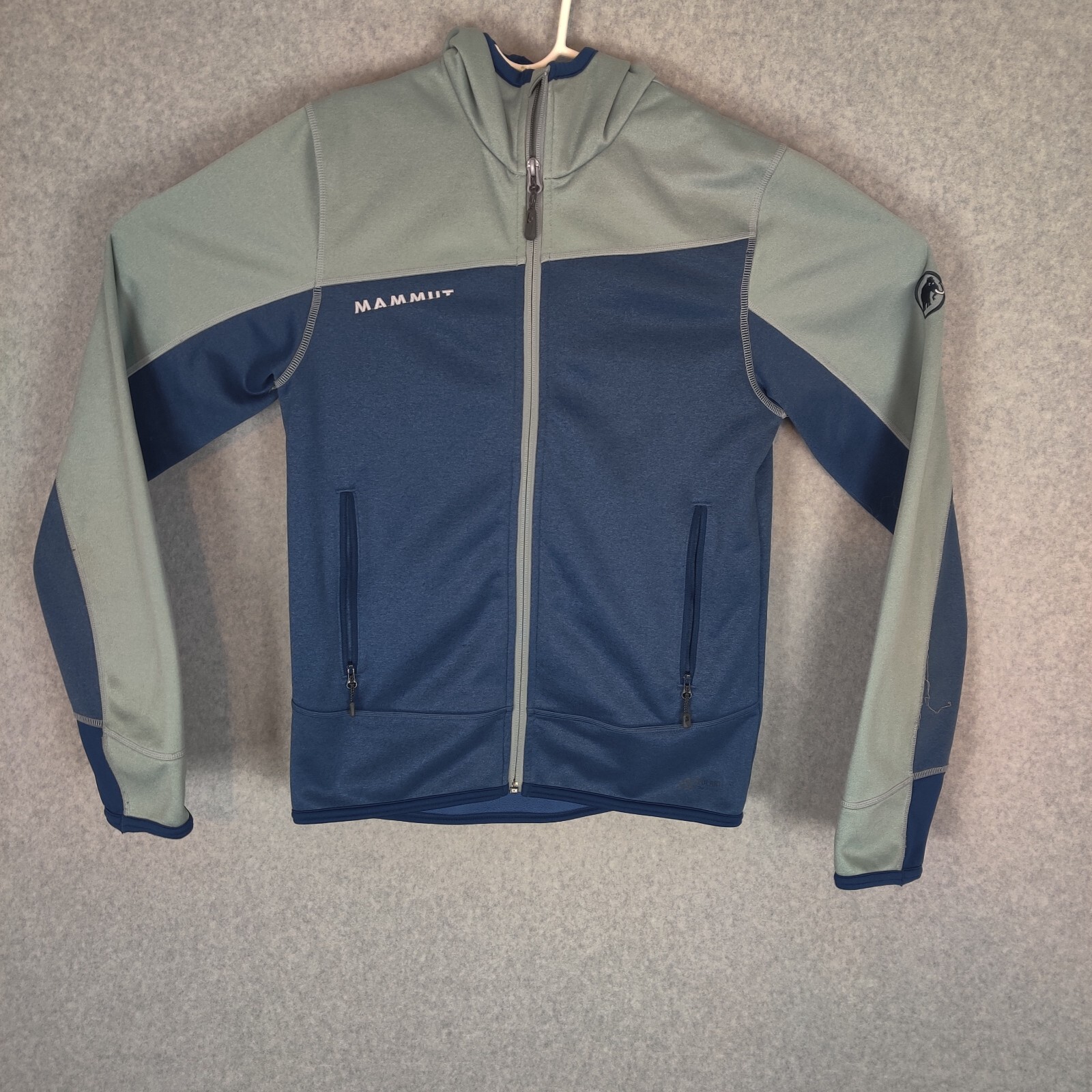 Mammut Men Jacket Small Solid Blue Polyester Hood… - image 1