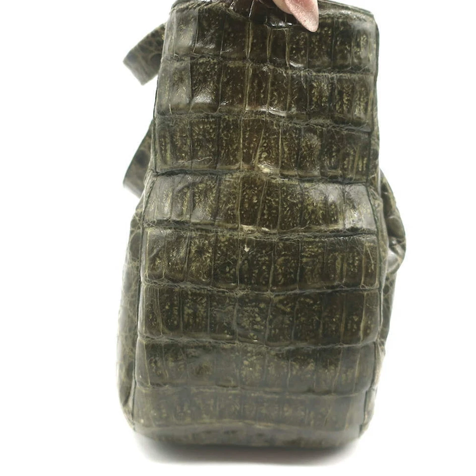 Bolso de Hombro Nancy Gonzalez Cocodrilo Mediano Verde Oliva Foto 4 de 4