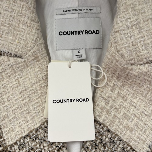 Country Road Jacket Size AU 12 BNWT Check Cream Blazer - Picture 11 of 13