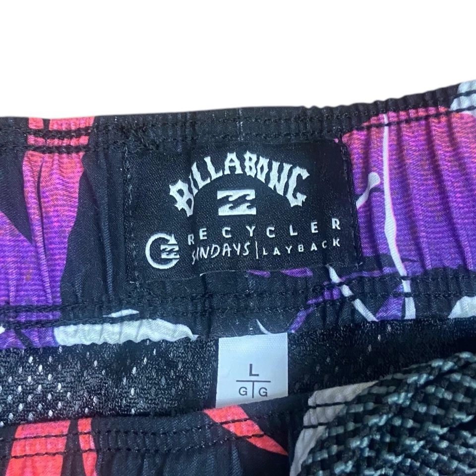 Pantalones Cortos Billabong Hawaianos Florales Negros Rojo Azul Tabla de Nadar Surf Piscina Talla Grande Foto 3 de 4