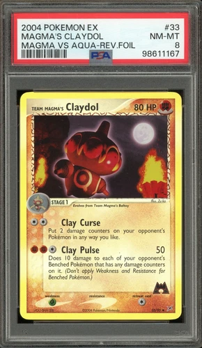 Pokemon Team Magma's Claydol EX Magma Vs Aqua Reverse Holo #33 PSA 8