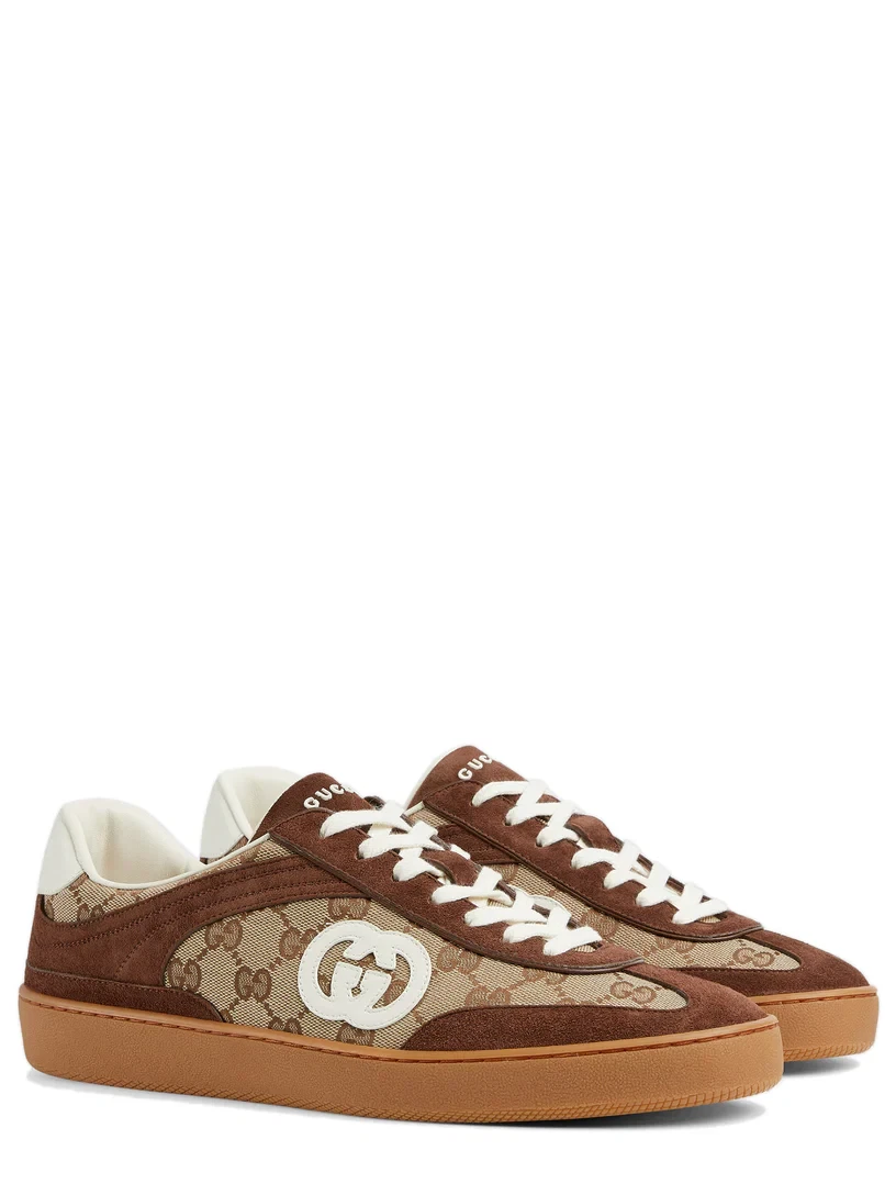 Baskets homme GUCCI Interlocking G en daim marron foncé 791742 AAEGA 2242