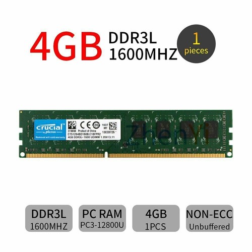 Crucial 32GB 16GB 8GB DDR3L 1600MHz PC3L-12800U 1.35V DIMM Desktop Memory LOT AB - Picture 14 of 15