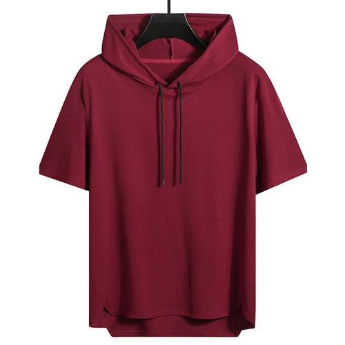 Summer Men's With Hood Short Sleeve Hoodies Hip Hop T shirt Streetwear T Shirts - Imagen 7 de 21