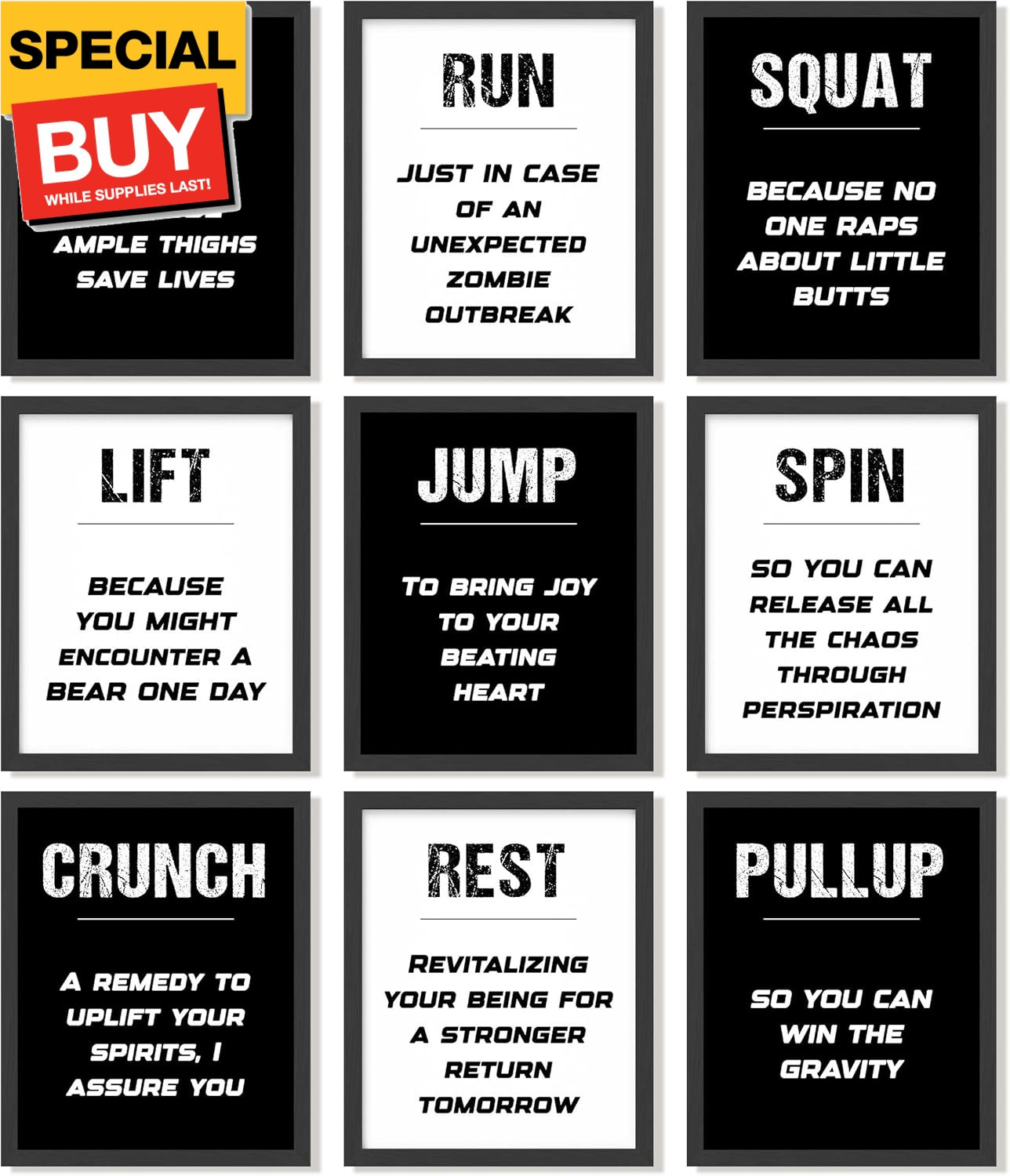 Workout Posters for Home Gym Decor - Gym Posters Motivational Quotes Wall Art Pr