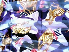 scarf JUNGLE ANIMALS 13x60" Polyester? Striped Purples Zebras Tigers STARS