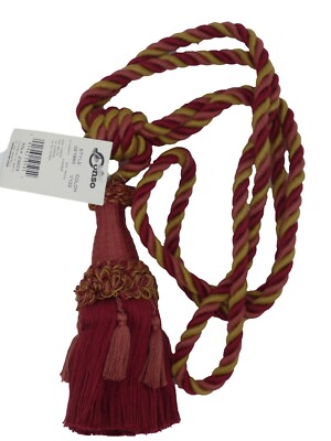 Conso Empress 21960 V122 CRIMSON RED WINE CAMEL BROWN 6'' Tassel Drapery Tieback