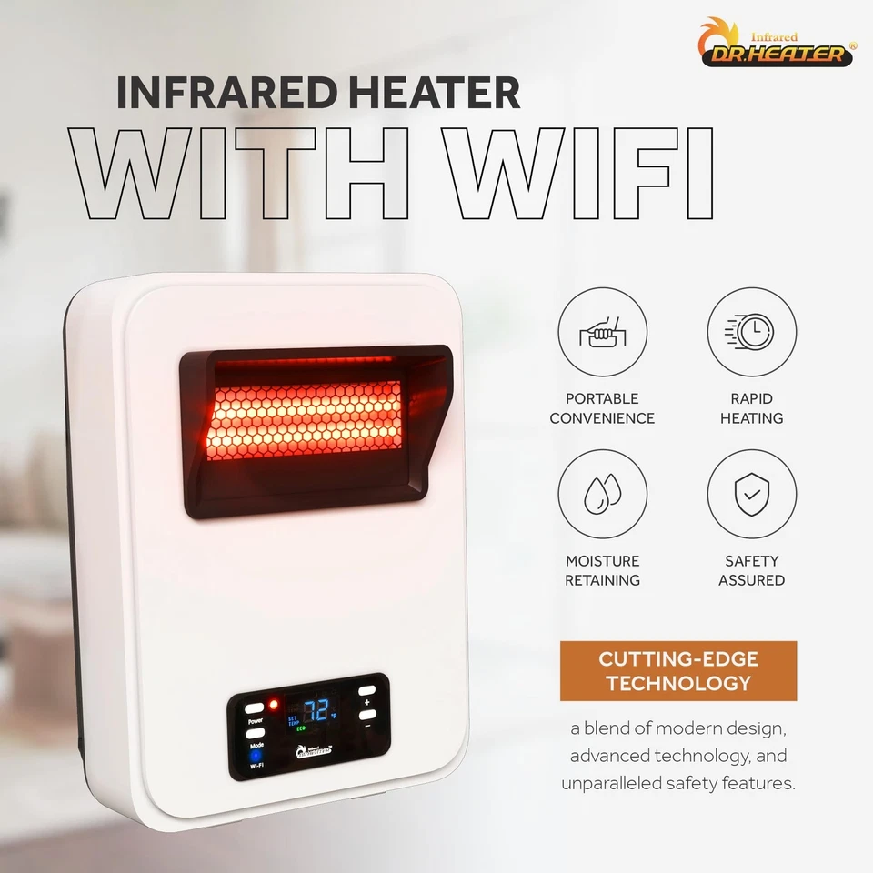 Dr. Infrared Heater Ecoheat Wall Hung or Wall Mounted Electric Space Heater, ... - Image 4 of 4