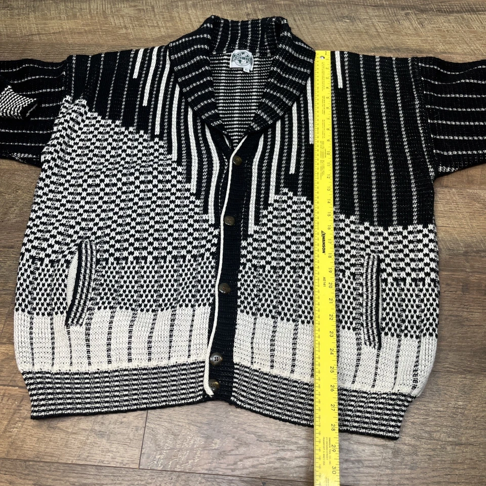 Cárdigan de abuelo tejido de lana World Link vintage para hombre suéter para fumar talla XL Foto 4 de 4