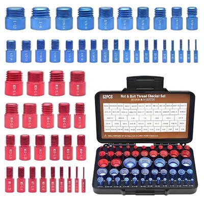 Transportable 52 PC Thread Inspector Set SAE Measure Gauges For Workshop Use