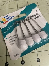 Vintage 1992 Baby Diaper Safety Pins White Pack Of 4 Set Of 2