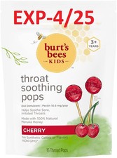 Burt's Bees Cherry Throat Soothing Pops, 15 CT SEE PIC FOR DATE