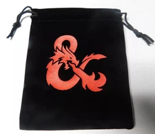 Black Dungeons and Dragons Dice Bag Bright Red D&D Logo Micro Suede New 4" x 5"