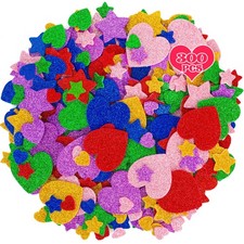 300 PCS Glitter Heart Stickers, Colorful Self Adhesive Foam 300pcs,