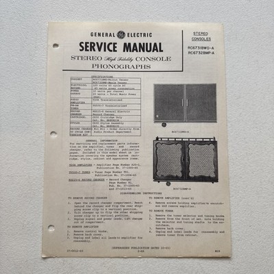 General Electric 1965 Stereo Consoles RC673IBWD-A Product Specifications