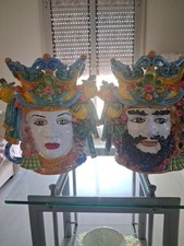 Coppia Teste Di Moro Ceramica Di Caltagirone Firmata