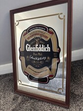 Vintage Glenfiddich Scotch Whisky Glass Mirror Advertising 1970's 32cm x 22cm