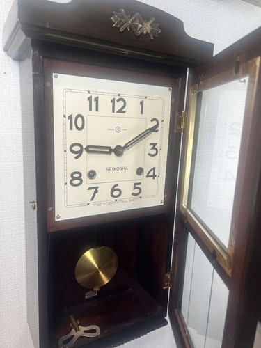 SEIKOSHA Wooden Analog Wall Clock 14DAY Antique retro Showa - Picture 5 of 10