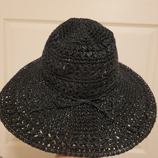 Scala Pronto Women's Paper Hat Black Wide Brim One Size