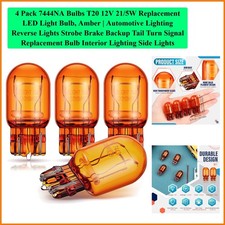 4 Pack 7444NA Bulbs T20 12V 21/5W Replacement LED Light Bulb, Amber  Automot...