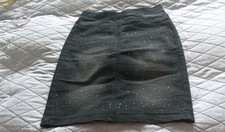 Schlupf-Jeansrock 36, Schwarz Mit Glitzersteinen Und Gummibund, Gebraucht