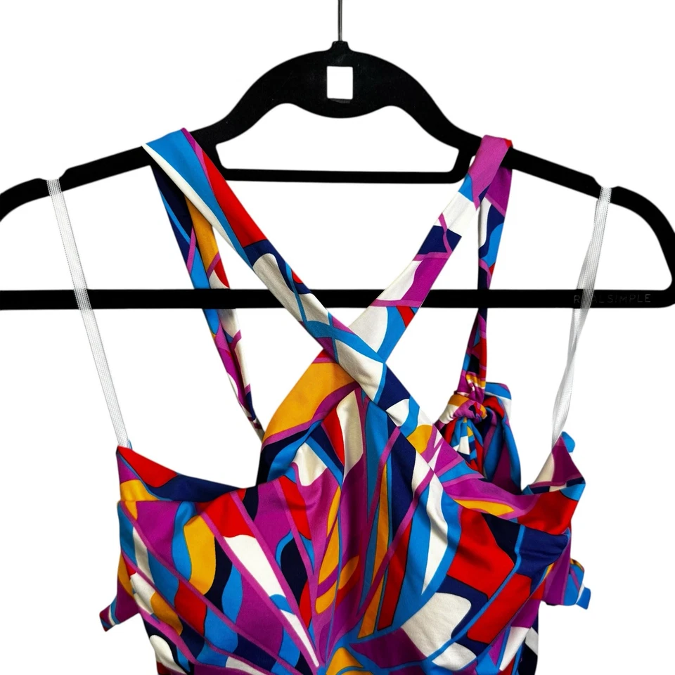 Nuevo con etiquetas Traje de baño Trina Turk multicolor cuello halter lazo trasero de una pieza para mujer 10 Foto 4 de 4