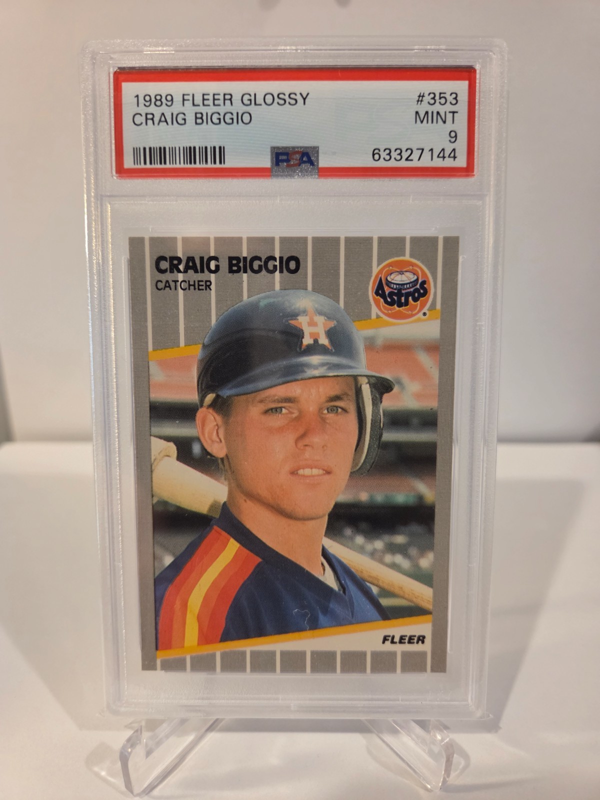 1989 Fleer Glossy #353 RC Craig Biggio PSA 9 Mint Rookie Card HOF