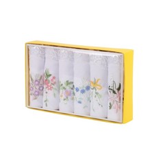 Boxed Ladies Handkerchiefs Embroidery Women 100 Cotton Lace Hankies