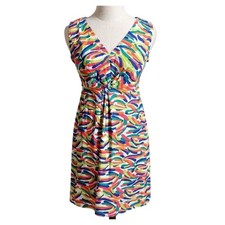 NEW Leota Women's Twist Front Sleeveless Dress M Multicolor Brush Stroke - CJ