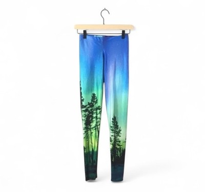 BlackMilk Aurora Skye Leggings Sz S Blue Green Trees Sky