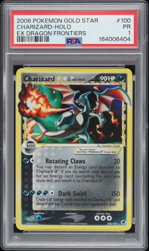 2006 Pokemon Charizard Holo Gold Star Dragon Frontiers 100/101 PSA 1
