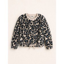 Speechless Kids Leopard Print Faux Fur Size 5 Girls Cozy Plush Sweater Cinch Hem