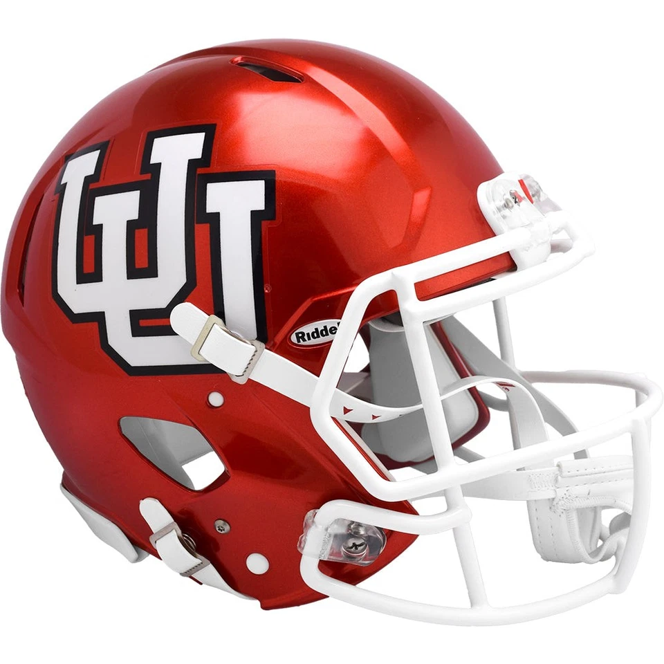 Utah Utes Red Throwback UU Riddell Speed Full Size Authentic Football Helmet - Image 1 of 1