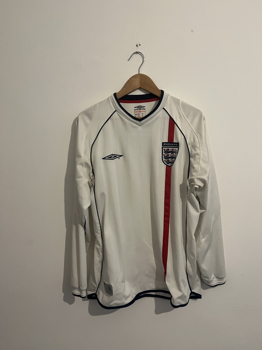 Camiseta Retro Inglaterra Blanco 2002 Manga Larga 