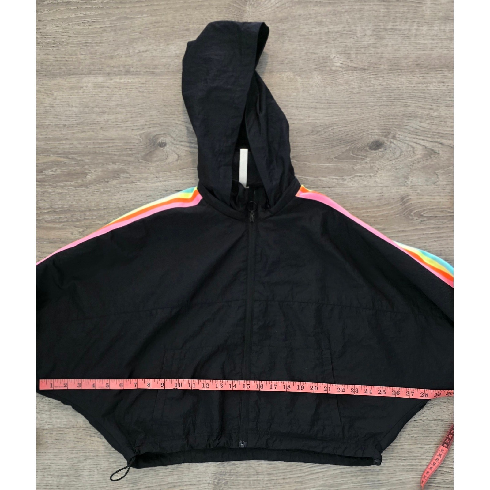 Fabletics Black Medium Jacket, Rainbow Stripe Lig… - image 6