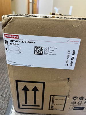 #ad Hilti HIT HY 270 Epoxy Adhesive 11.1 fl oz Case Of 25 Tubes $700.00