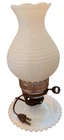 Vintage White Hobnail Milk Glass Boudoir Bedside Dresser Hurricane Lamp 11"