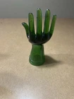 Vintage Green Art Glass Hand Ring Holder Blenko Style MCM Sculpture