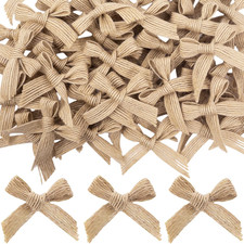 50Pcs Christmas Mini Burlap Bows, Small Linen Handmade Mini Bows for Crafts, Cut