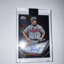 Topps Chrome Black Chipper Jones Braves Orange Refractor Auto #CBA-CJ /25