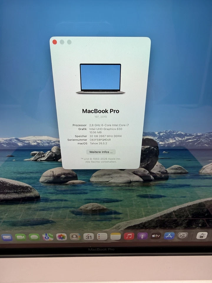 Apple MacBook Pro 16" 2019 · i7 · 32GB · 512GB, Foto 3 von 5