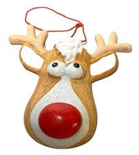 Reindeer Christmas Ornament With Red Nose  Antlers